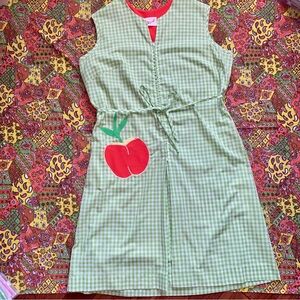 1960s Plaid House Dress with Apple Pocket Appliqué